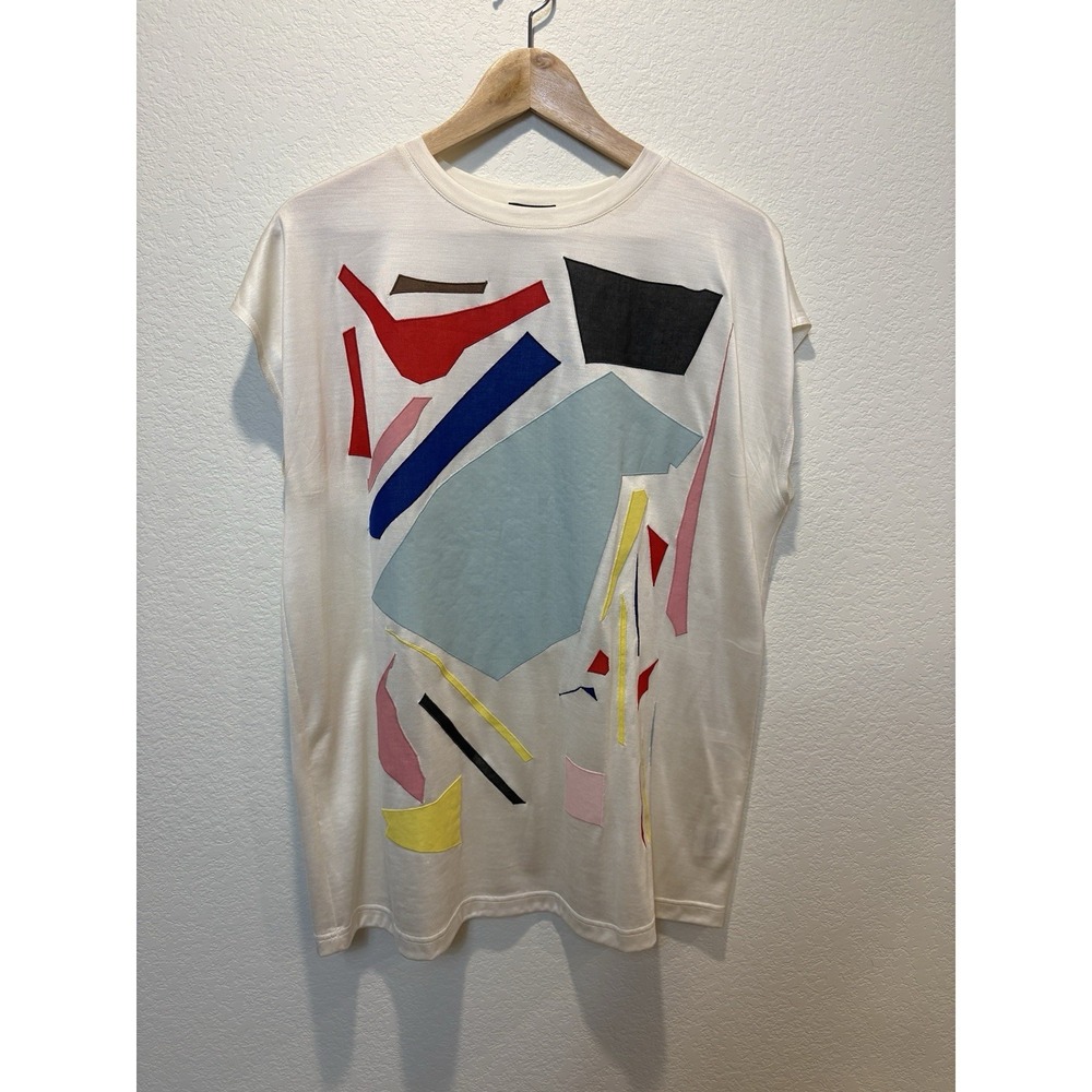 Arkis Mulberry Silk Art Top Abstract Patchwork Applique Avant Garder 42